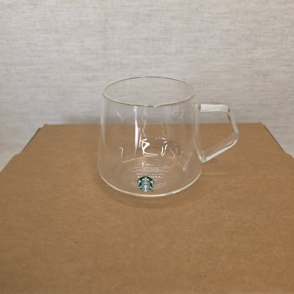 Starbucks Clear Glass Coffee Mug 16oz Siren Logo Tapered Tea Cup 2023